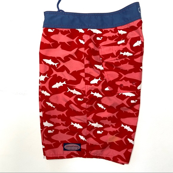 VINEYARD VINES Red Shark Board Shorts - Picture 7 of 14